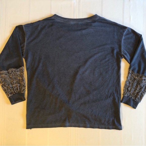 Wrangler Blue Tie Front Tee w/Long Sleeve Lace Accents Size XL - Picture 2 of 9